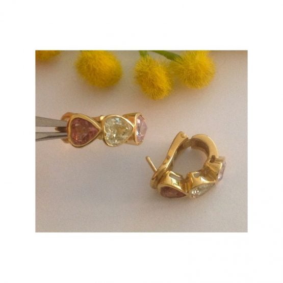 18kt Solid Gold Earrings with Quartz- gr. 6.1