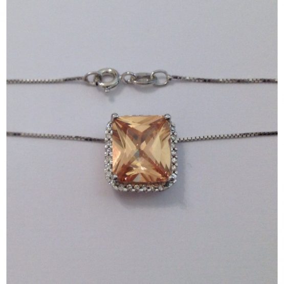 925 Sterling Silver Pendant with Cubic Zirconia + Chain - Image 3