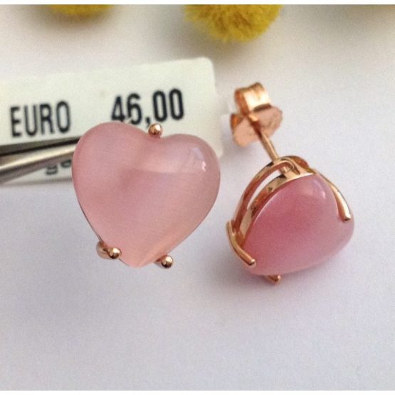 925 STERLING ROSE SILVER HEART EARRINGS - Image 2