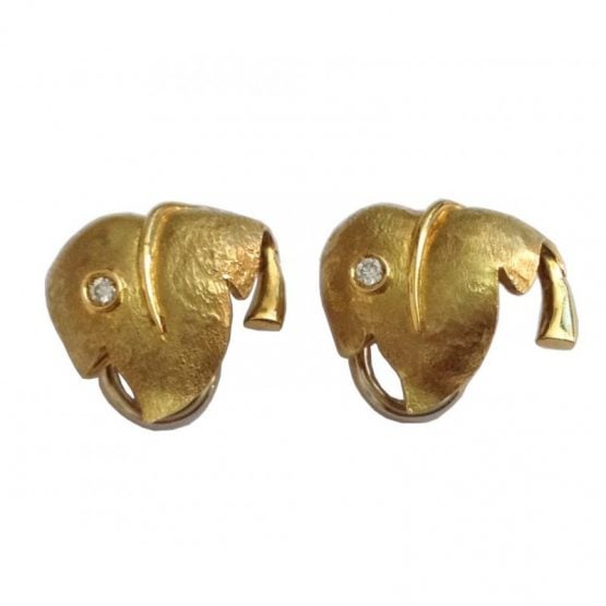 18KT SOLID YELLOW GOLD & DIAMONDS EARRINGS