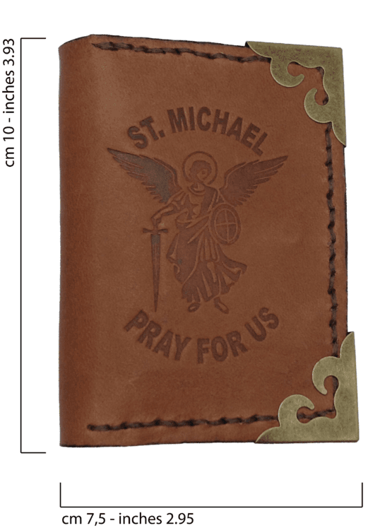 CARD AND DOCUMENT HOLDER (MAN - WOMAN) OF SAINT MICHAEL THE ARCHANGEL - MADE OF REAL LEATHER - ARTISAN PRODUCTION - Image 2