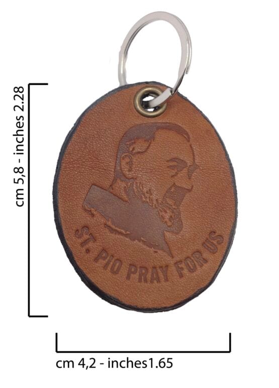 KEY RING OF SAINT PIO OF PIETRELCINA - 100% MADE OF REAL LEATHER - ARTISAN PRODUCTION - 100% MADE IN ITALY - Image 4